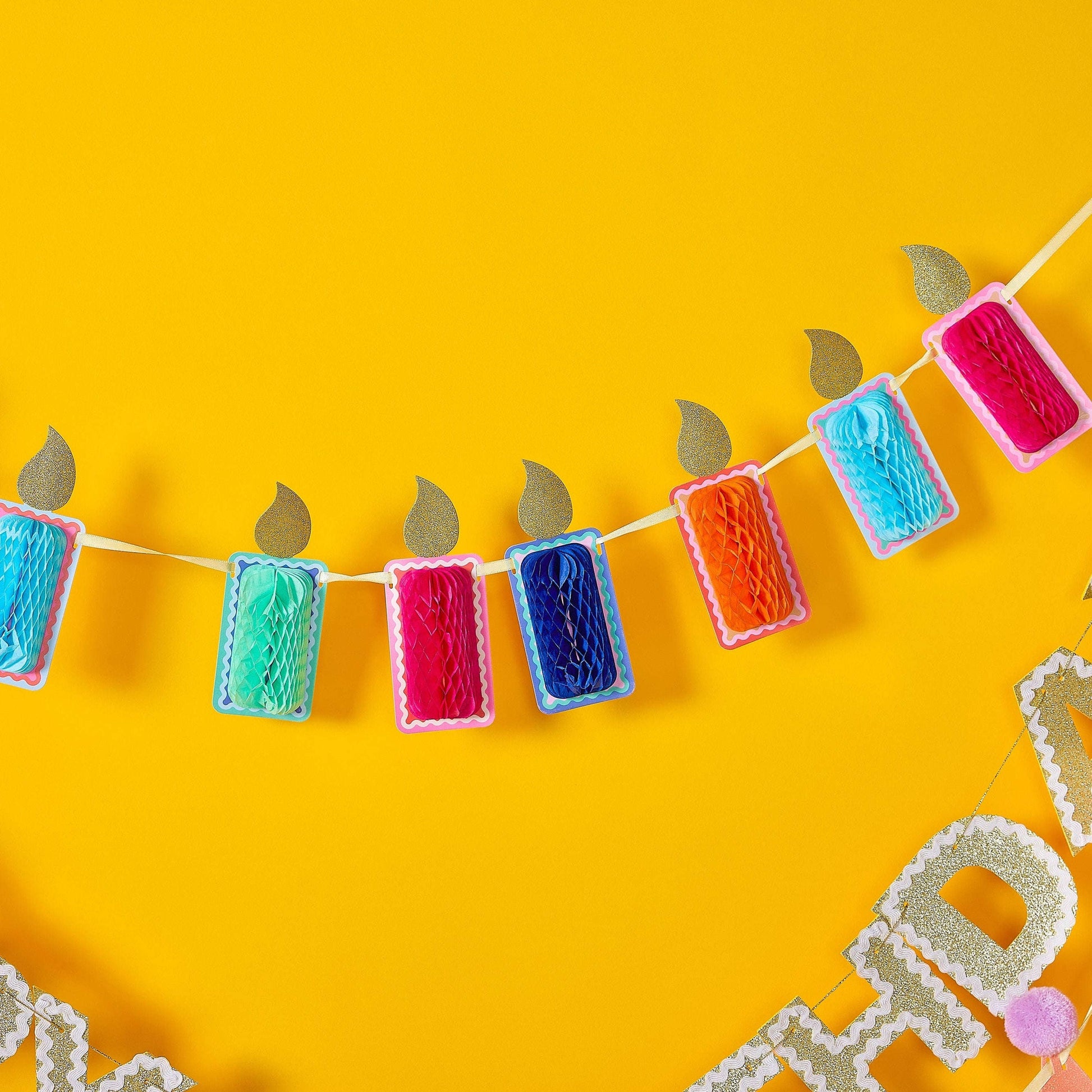 Honeycomb Birthday Candle Banner Otarealm