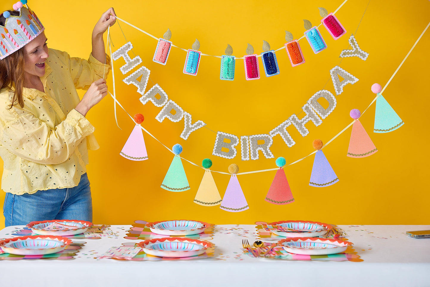 Happy Birthday Gold Shimmer Banner (Reusable Garland)