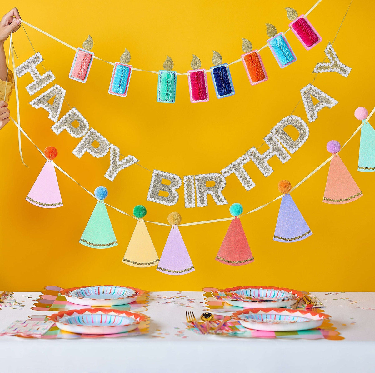 Honeycomb Birthday Candle Banner Otarealm