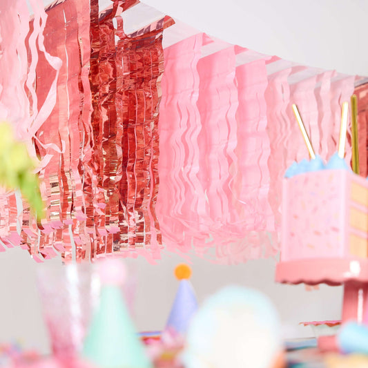 Pretty in Pink Fringe Canopy Banners (Set of 2) Otarealm