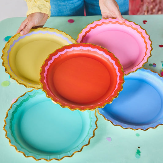 Rainbow Ric Rac Assorted Dinner Plates (10 count)
