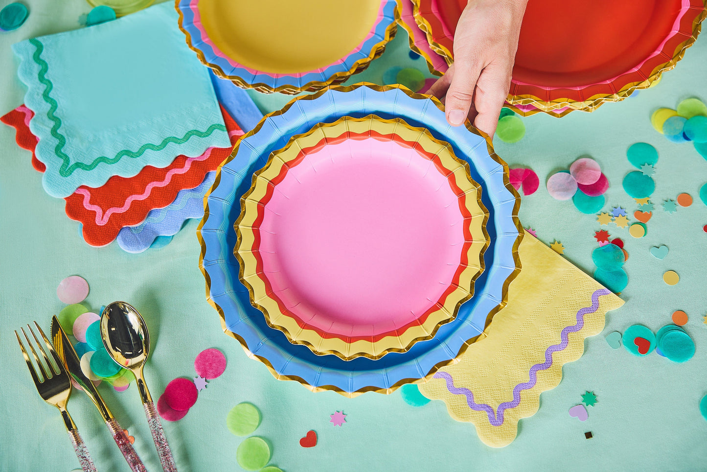 Rainbow Ric Rac Assorted Dinner Plates (10 count)