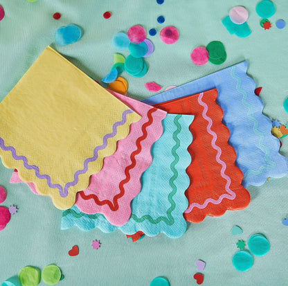 Rainbow Ric Rac Assorted Lunch Napkins (20 ct, 5 colors) Otarealm