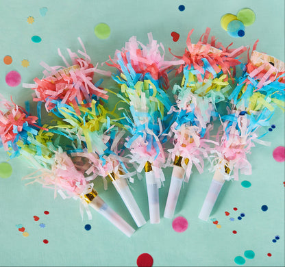 Confetti Burst Fringe Party Blowers (6 count)