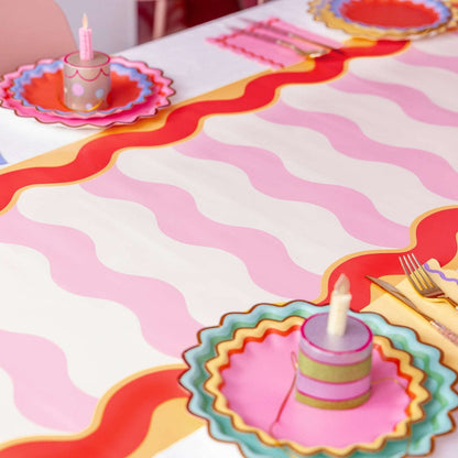 Groovy Waves Paper Table Runner (25 ft, cut to fit) Otarealm