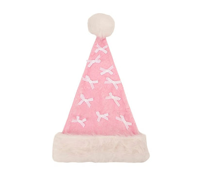 Pink Velvet & Bows Santa Hat