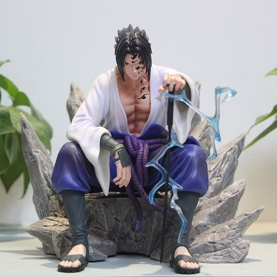 Uchiha Sasuke Mantra Seal Action Figure Sitting Pose, Naruto Shippuden Anime Figurines 18 CM