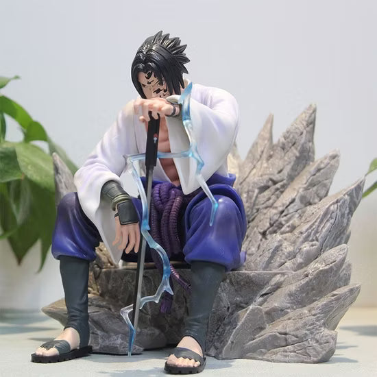 Uchiha Sasuke Mantra Seal Action Figure Sitting Pose, Naruto Shippuden Anime Figurines 18 CM
