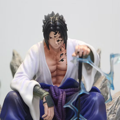 Uchiha Sasuke Mantra Seal Action Figure Sitting Pose, Naruto Shippuden Anime Figurines 18 CM