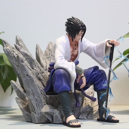 Uchiha Sasuke Mantra Seal Action Figure Sitting Pose, Naruto Shippuden Anime Figurines 18 CM