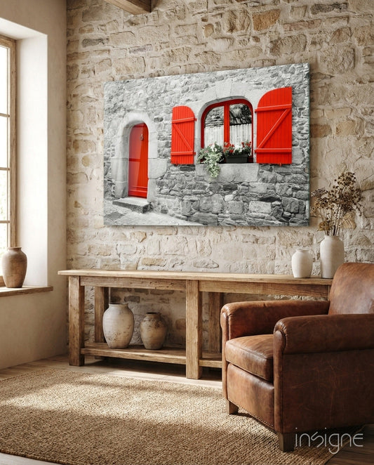 Red Door Glass Wall Art