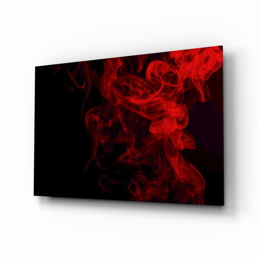 Rising Red Smoke Wisps Glass Wall Art
