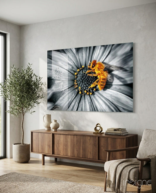 Honey Bee Glass Wall Art