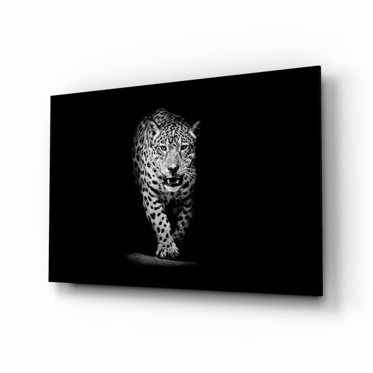 Prowling Leopard Full Body Glass Wall Art
