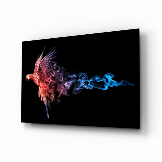 Parrot Smoke Fire Ice Glass Wall Art