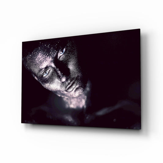 Silver Glitter Shadowed Woman Glass Wall Art