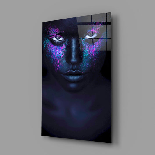 Pink Turquoise Powder Woman Glass Wall Art