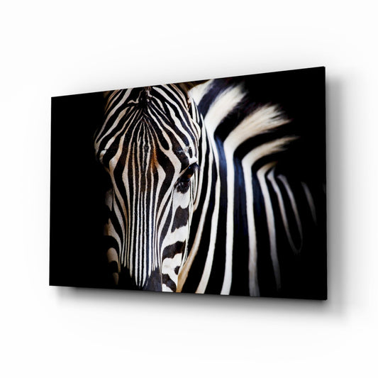 Warm Toned Zebra Head Glass Wall Art