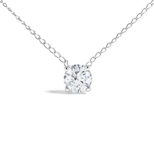 14K White Gold Floating 1/2 Cttw Lab Grown Diamond Solitaire Pendant Necklace - 18" Inches