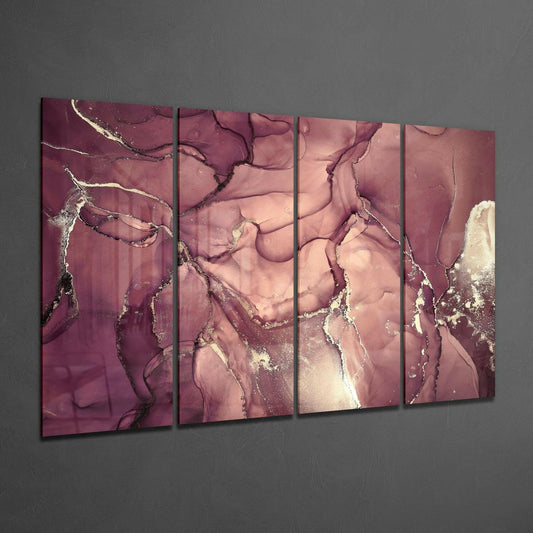Rose Mauve Gold Vein Marble Glass Wall Art
