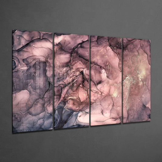 Mauve Pink Gold Vein Marble Glass Wall Art