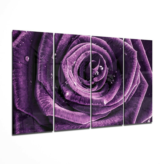 Purple Rose 4 Pieces Mega Glass Wall Art (59"x36")