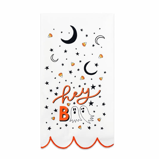 'Hey Boo' Cotton Halloween Tea Towel Otarealm