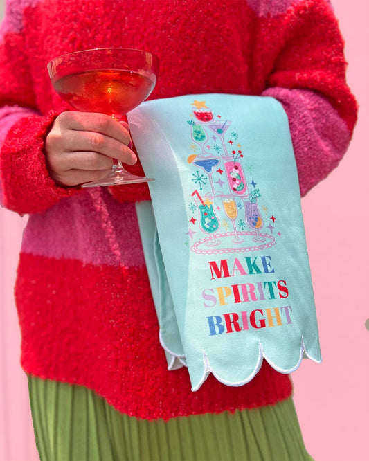 Make Spirits Bright Holiday Cotton Tea Towel
