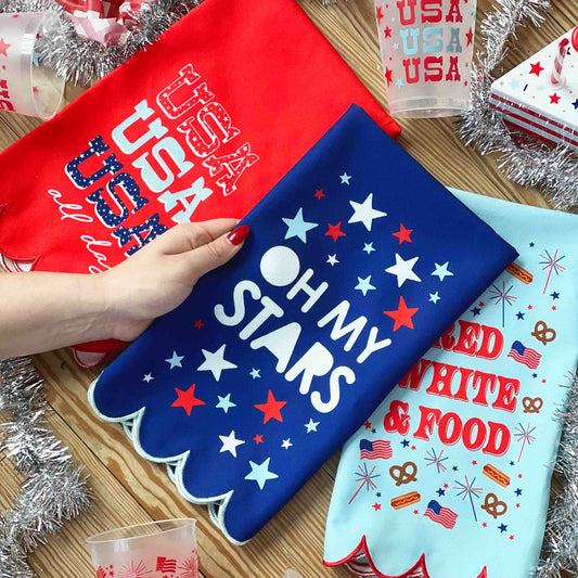Oh My Stars Patriotic Cotton Tea Towel