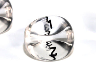 Translucent Polyhedral Clear/black d3 | PT0301 | 3-Sided Dice (sold per die)