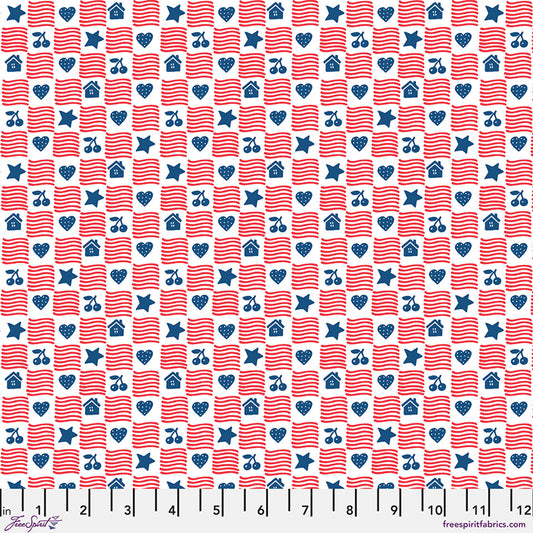 Red Simple American Home Americas Birthday Cotton 44"/45" Fabric Per Yard