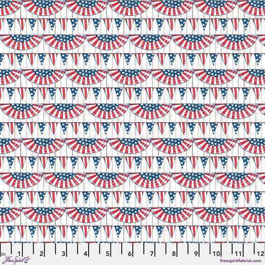 Red Americas Birthday Bunting Cotton 44"/45" Fabric Per Yard