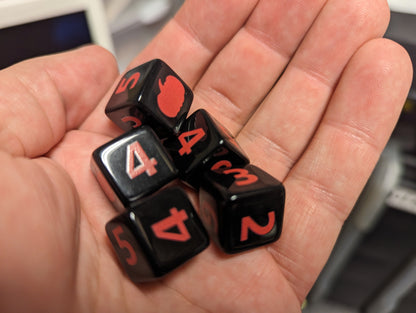 Pumpkin Harvest D6 Dice | Black Dice with Orange Numbers and Pumpkins (sold per die)