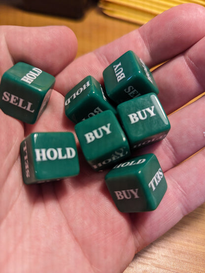 Stocks Dice d6 | Investment Decision Novelty Dice 6-Sided 16mm Funny Dice