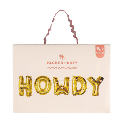 Howdy Darling Gold Balloon Banner with Pink Bows Otarealm