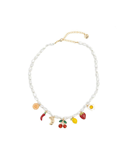 Cherry & Brunch Earrings and Charm Necklace Set