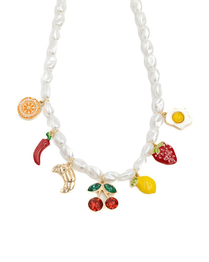 Cherry & Brunch Earrings and Charm Necklace Set