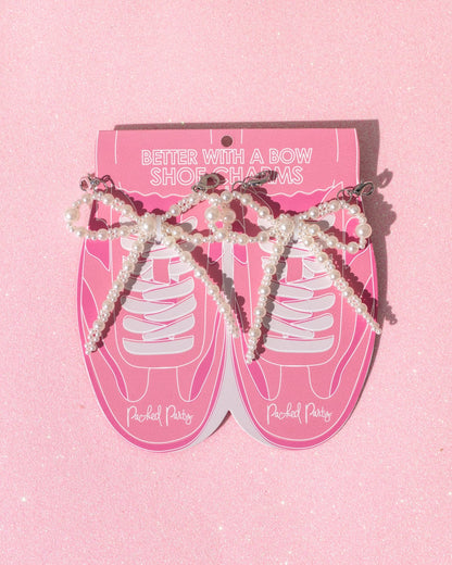 Shoe Charm Set  - White Pearl Bows
