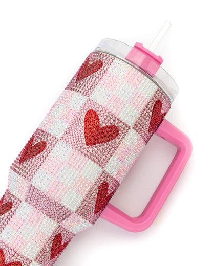 Rhinestone Hearts Stainless Steel Tumbler (Single or Set of 4)