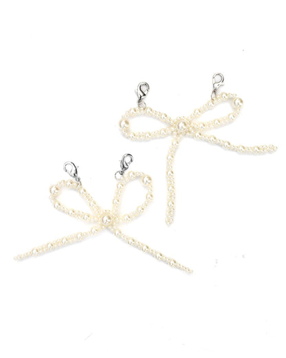 Shoe Charm Set  - White Pearl Bows