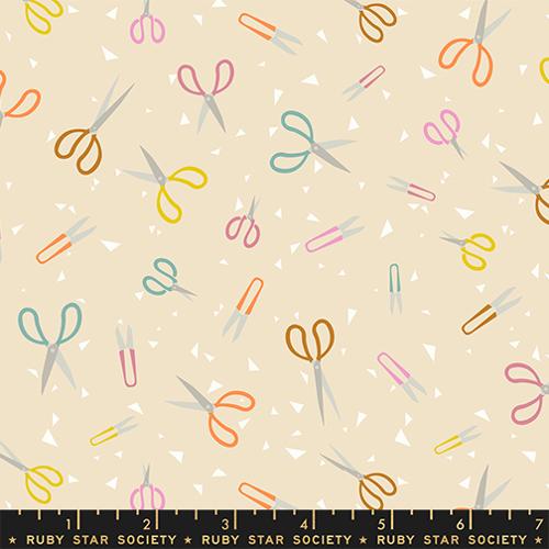 Paper Cuts 2 Parchment Natural Office Supplies Cotton 43"/44" Fabric Per Yard