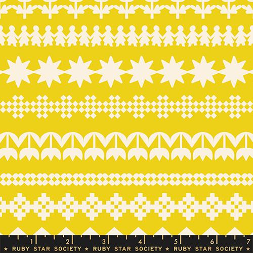 Paper Cuts 2 Starfruit Yellow Stripes Knit Cotton 43"/44" Fabric Per Yard
