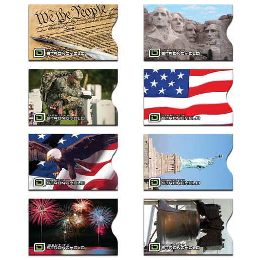RFID Blocking Credit Card Sleeves - Patriotic 8 Pack Otarealm