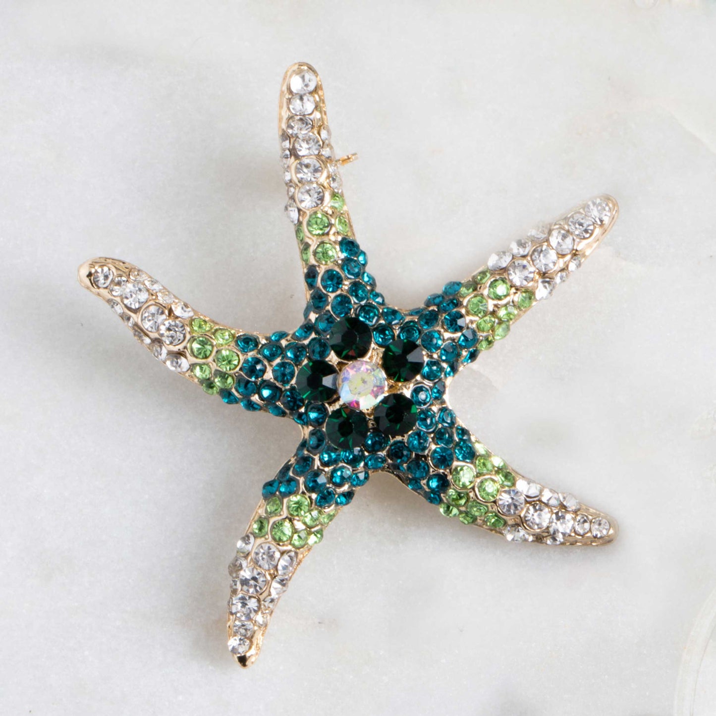 Ombré Jeweled Starfish Brooch