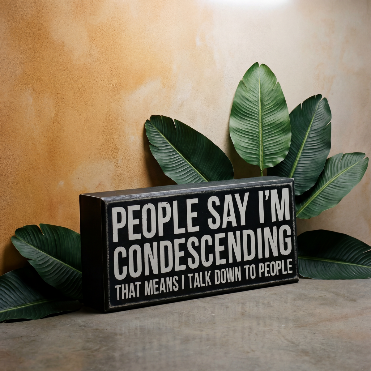 People Say I'm Condescending Wooden Box Sign | Rude Desk Wall Display | 5.50" x 2.50"