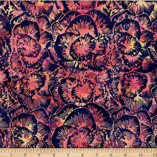 Persimmon Bali Batik Linear Peony Cotton 44"/45" Fabric Per Yard