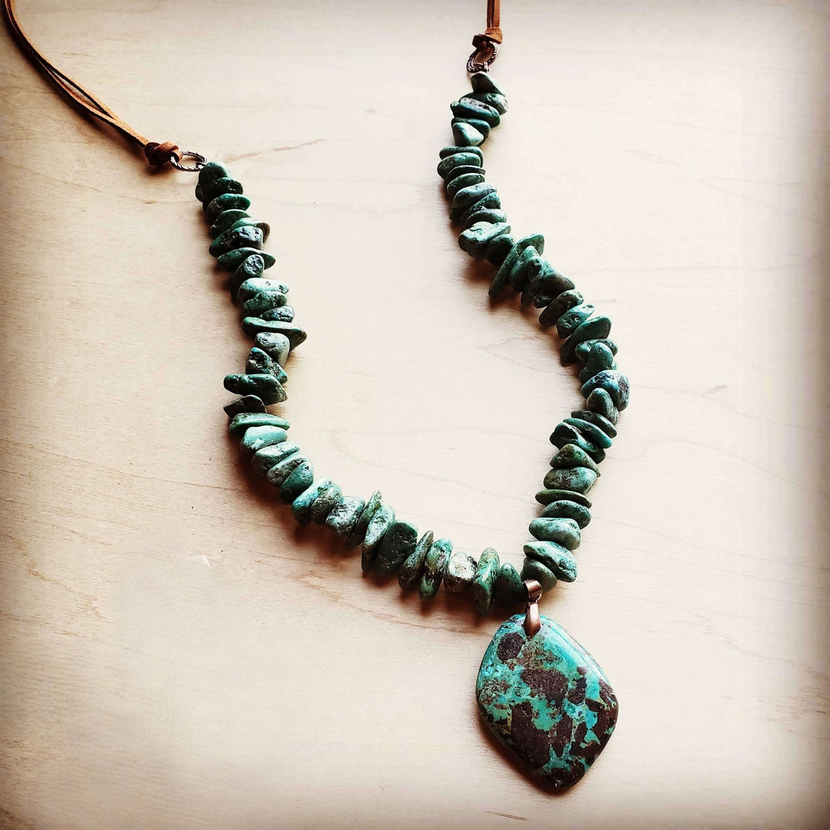 Natural Turquoise Chunky Necklace with Large Natural Pendant 250f Otarealm