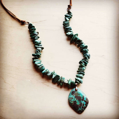 Natural Turquoise Chunky Necklace with Large Natural Pendant 250f Otarealm
