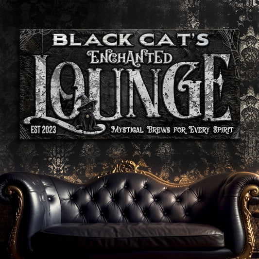 Black Cat's Enchanted Lounge Halloween Sign