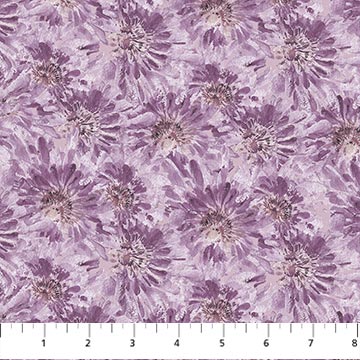 Purple Floral Texture Flourish Cotton 44"/45" Fabric Per Yard